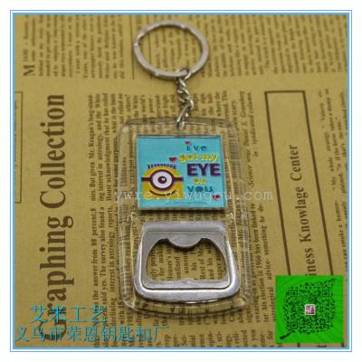 Minion acrylic beer soda opener key ring plastic key ring