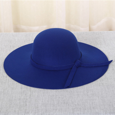 Korean version of pure wool bow large round cap wool hat hat