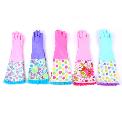 New PVC Thermal Gloves Waterproof Cleaning Gloves Kitchen Rubber Gloves a-1