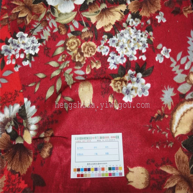 花开富贵型印花富贵绒 绒布布料 厂家直销