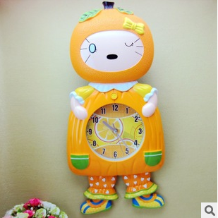 Creative Gift Cartoon Children's Clock [Orange Child Swing Wall Clock] Room Wall Clock Factory Wholesale