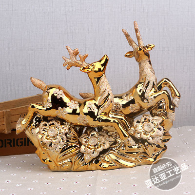 Bridal decoration crafts jewelry creative gift Home Furnishing gold electroplate twindeer