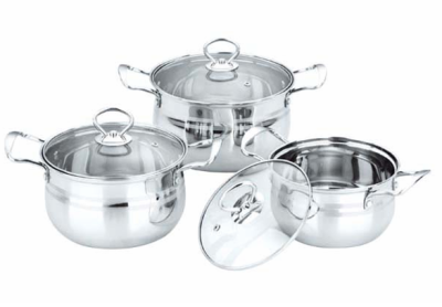 Stainless steel, the three - piece set of soup pot milk pot hot pot