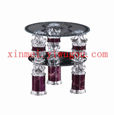 Factory direct oval tempered glass coffee table coffee table glass table aluminum alloy legs