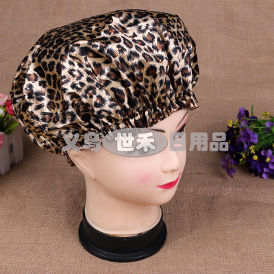 Leopard silk fashion double layer cap 