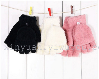 Korean cute female version of computer super soft comfort Gloves Mittens half gloves