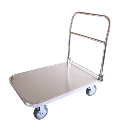 Folding Stainless Steel Trolley Platform Trolley Cargo Cart Trailer Mute Platform Trolley Push Truck Trolley