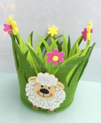 Circular grass blue Easter grass basket woven handicrafts