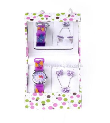 JESOU children's cartoon gift box premium gift watch necklace earring ring gift set