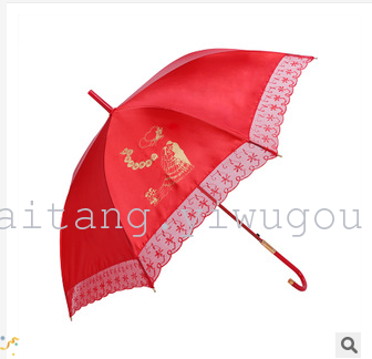 55*8K Red Lace Umbrella Wedding Straight Rod Umbrella Lace Bridal Umbrella Wedding Red Umbrella