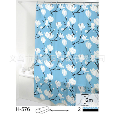 Blue printing small fresh household shower curtain new foreign trade shower curtain wholesale