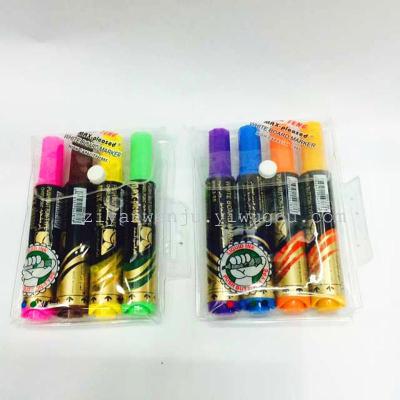 4 color white board pen with hook PVC bag BB hydraulic type white board pen
