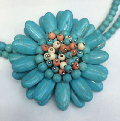 European and American Popular Famous Turquoise Flower Necklace