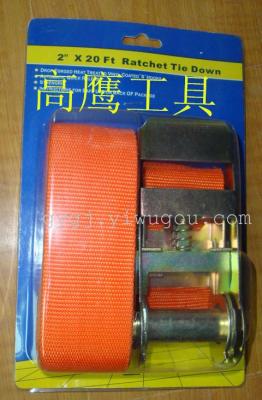The binding of the belt tightening device is tied with a belt of a hand and a ratchet wheel.