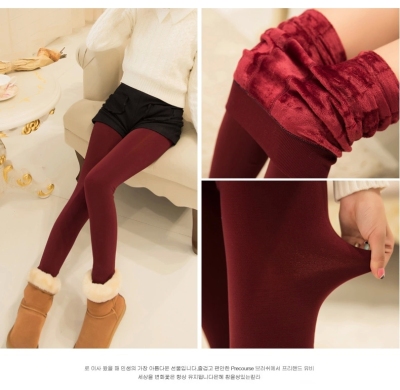thick velvet Leggings Korean female wearing high waisted skinny antipilling warm foot trousers one