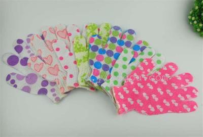 Printed nylon bath gloves