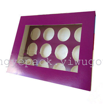 Colorful 12 hole cupcake box with clear window