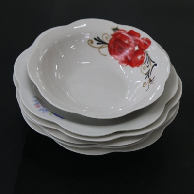 Flat Ceramic Plate Hotel Plate Daily Ceramic flower Soup Plate