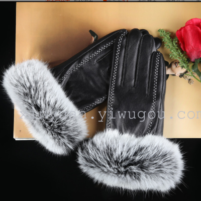 Manufacturers selling high-end bielik hair mouth touch gloves outdoor winter sheepskin gloves