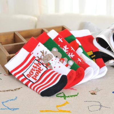Junan wool ring Christmas socks cotton socks combed cotton socks for children socks baby socks winter style