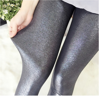 The new Pearl metallic leather wear thin skinny Leggings