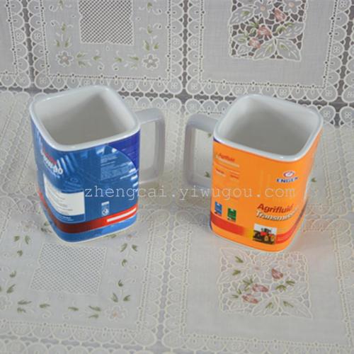 Ceramic Cup Square Cup Roast Flower Cup Cartoon Ceramic Cup 