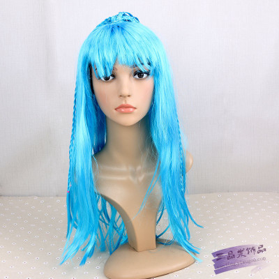 New Cosplay blue braid hair wig wig Hemp flowers female temperament