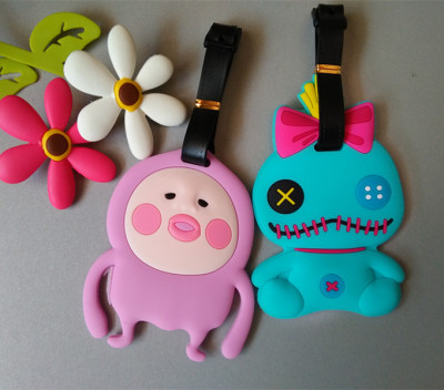 PVC soft cute cartoon bowknot Doll Soft Luggage Tag