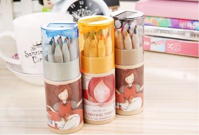  12 color cartridges color pencil sharpener, cartoon girl 