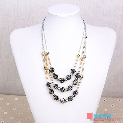 Three layer acrylic beads necklace female Korean Necklace Jewelry