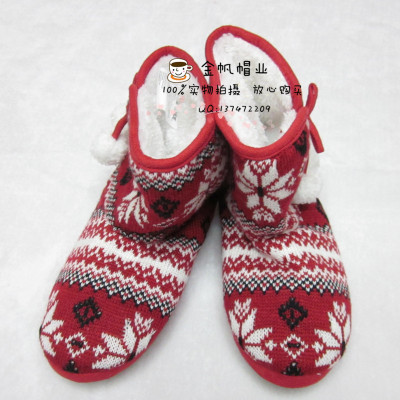 Internal and external marketing hot style export adult shoes winter warm snowflake pattern and thick hard bottom lady snow boots.