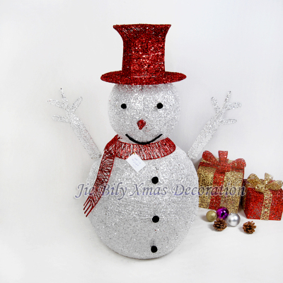2015 Top Sale Christmas  Metal Handicrafts Snowman With Led Light Indoor Home Decoration 