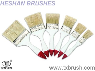 The bristles are painted with wooden handles.