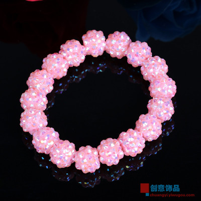 Multi angle small pink plastic acrylic Bracelet female imitation crystal jewelry single ring on hand