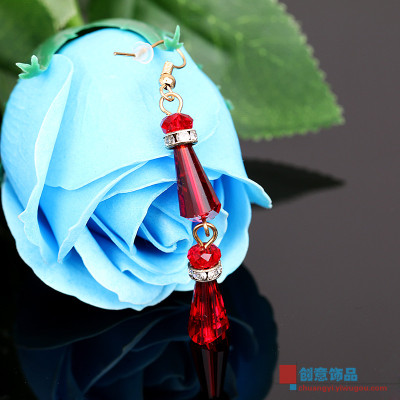 The geometry of red acrylic transparent crystal earrings earrings ear jewelry exaggerated female