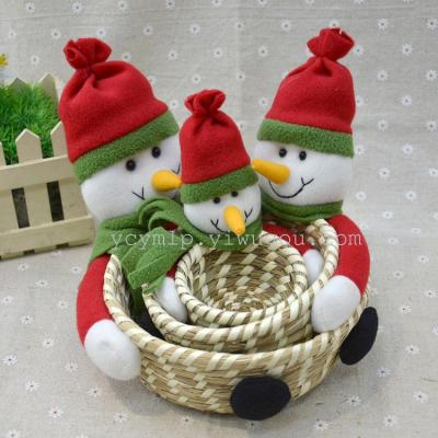 Foreign hot straw basket Christmas holiday gift basket containing candy Home Furnishing
