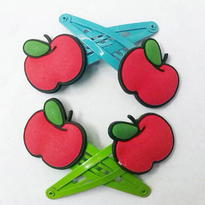 PVC soft red apple fruit lovely animal cartoon stereo hairpin hairpin stitch