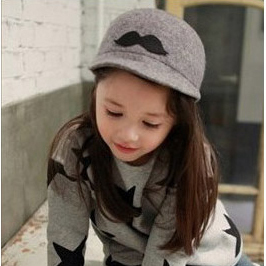 Mixed grey cute child beard small hat bonnet wool hat.
