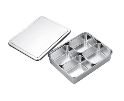 Japanese style four compartment stainless steel seasoning box sealed four flavor stainless steel seasoning box