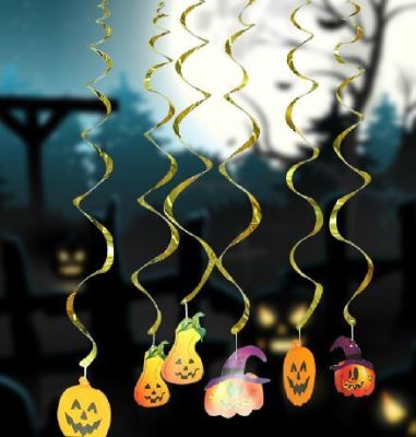 SS roll Silk Halloween venue decorations pumpkin pull bar decorations ghost Festival pull flower hanging scroll