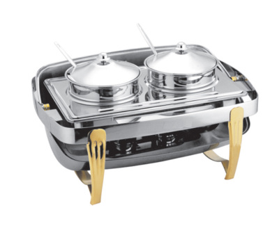 Stainless steel square full - cover the self - service double soup stove gold - plated four - foot self - service soup simmer stove