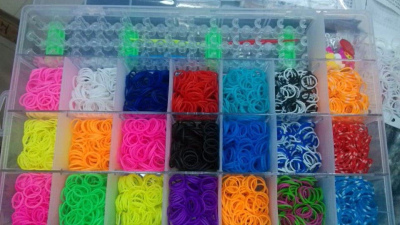 2014rainbow selling woven Rainbow rubber bands bracelet hand strap ring gift box