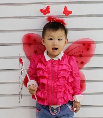 A three-piece wing set children's Day Halloween dance performance dressed as a single layer butterfly wings