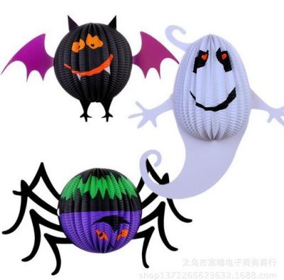 Small ghost props Halloween decoration supplies stereobulbous bat ghost spiders