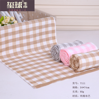The gauze towel Cotton twistless towel absorbent cloth towel small lattice couple