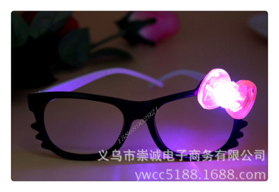 1186 Flash Rimless Glasses Cartoon KT Bow Children's Day Decoration Props Luminous Glasses