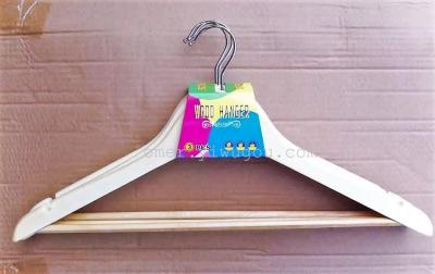 First Grade Wood Color Solid Wood Hanger Anti-Slip Traceless Clothing Store Hanger Wholesale Factory Low Price