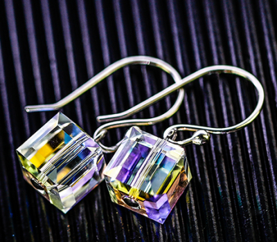S925 silver Aurora Sugar Crystal Earrings female color