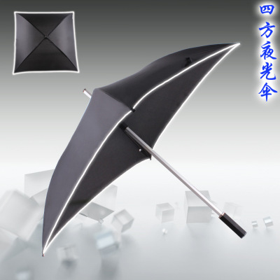  quadrangle luminescent umbrella business umbrella male reinforcement increase aluminum alloy black patent umbrella