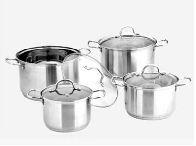 Stainless steel glass cover cover pot soup pot milk pot Stainless steel gift export cover pot